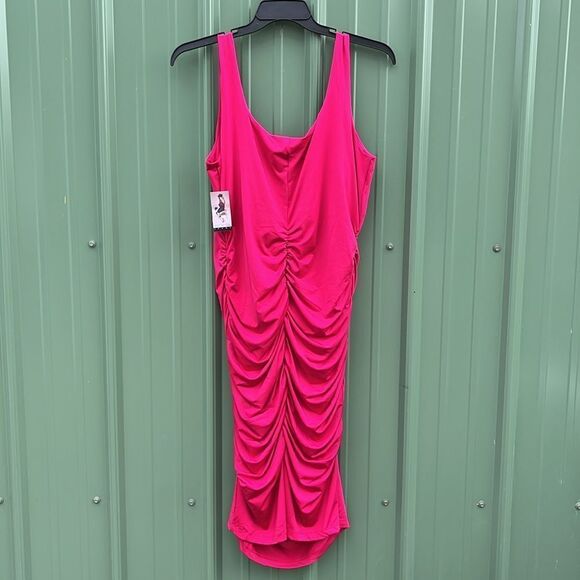 Sofia Womens Body Sculpting Ruched Tank Dress, Below Knee Length 2-Pack Size XXL - Picture 6 of 10